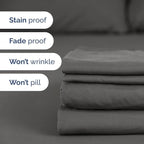 Full XL Bed Sheet Set - 4 Piece Extra Long Extended Full XL Sheets - Soft, Breathable & Cooling - Fits 8” to 16" Mattress w/ Deep Pockets - 54" x 80" - Easy-Fit, Wrinkle & Fade Resistant - Charcoal