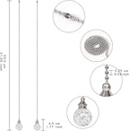 LONGSHENG - SINCE 2001 - 2PCS White Pull Chains Crystal Glass Ice Cracked Ball Pull Chain for Ceiling Fan Light Decoration 50cm Extension Chain
