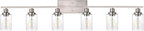 WINSHEN 6-Lights Bathroom Vanity Light Fixtures with Seeded Glass Lampshades, 45.3-Inches Length Modern Brushed Nickel Wall Light Fixture for Kitchen Bathroom Lighting