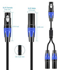 Seefeful (11.8 Inches / 2 Pack) XLR Splitter Cable, 1 Xlr Female to 2 Xlr Male Patch Y Cable, Balanced Microphone Splitter Cord Audio Adaptor