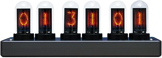 Adventurers IPS Nixie Tube Clock, Creative Electronic DIY Nixie Tube Clock Simulation with 6-Bit IPS LCD Screen,12/24 Hours, RGB Backlit Desktop Decoration,Gifts for Decorating Rooms and Desks
