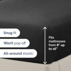 Full XL Bed Sheet Set - 4 Piece Extra Long Extended Full XL Sheets - Ultra-Soft, Breathable & Cooling - Fits 8” to 16" Mattress w/ Deep Pockets - 54" x 80" - Easy-Fit, Wrinkle & Fade Resistant - Black