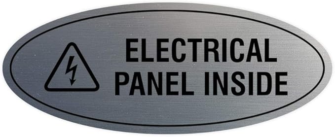 Signs ByLITA Oval Electrical Panel Inside Sign (Brushed Silver) - Small