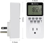 Digital Plug-in Timer Outlet Socket 20 on/Off Programmable Timer Switch 24 Hours 7 Days Programs and Countdown Energy Saving Timing Plug Socket (15A 1725W 115VAC)