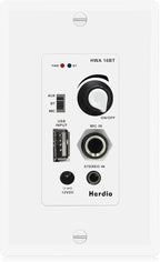 Herdio in Wall Audio Control Amplifier Receiver 2 Channel Wall Plate with USB Microphone Aux (3.5mm) Input 100Watt Max Module for Sound Systems Home Theater Integration Compatible with Bluetooth