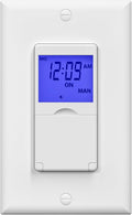 BN-LINK 7 Day Programmable in-Wall Timer Switch for Lights, Digital Light Switch Timer Indoor, Single Pole and 3 Way (Compatible with SPDT) Both Use, Neutral Wire Required, Blue Backlight, ETL Listed
