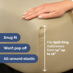 Split Head King Sheet Set – 4 Piece Flex Split Top King Sheets for Adjustable Beds - Fits 14” to 16" Mattress w/ Deep Pockets - Ultra-Soft, Breathable & Cooling - Luxury Bedding & Wrinkle Free - Beige