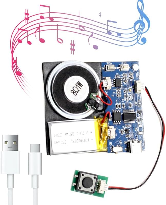XLW Module, 16MB Push Button Activated Sound Module with Speaker, 16Min Easy Sound Recording Chip for Personalized Greetings, DIY Projects, MP3 Music for Crafts, Type-C Cable Charging (Blue-30Pack)