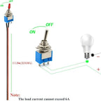 VONVOFF Toggle Switch,ON/Off SPST with Pre-soldered Wires,3v/5v/12v/24v/72v/110v/220v/240v/ Mini Toggle Switches for car,Truck, Light,Test Machine,Industrial Equipment.3 Pins 2Positions,10pcs (Black)