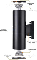 rosykite Outdoor Wall Light,Bling Dusk to Dawn Exterior Lighting with Sensor - ETL Listed,Aluminum Waterproof Wall Mount Cylinder Design - Up Down Light Fixture for Porch, Backyard and Patio (2 Pack)