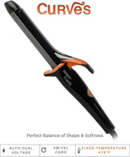TAIFF Curves Professional Black Titanium Curling Iron – High-Performance Hair Curler & Rizadora para Cabello with Dual Voltage | Fixed Temperature 410°F | 1”