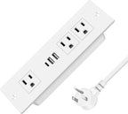 Recessed Power Strip, Furniture Drawer Outlet with 20W PD USB-C & 18W QC3.0 USB-A, Plug in 3 Outlets & USB Ports, Flush Mount 3FT Flat Extension Cord Conference Desk Outlets White