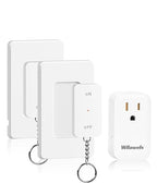 Remote Control Outlet with Two Switches, WILAWELS Wireless Light Switch with Magnetic Base, On Off Remote Outlet Switch, 100ft RF Range, 15A/1875W, Pre-Programmed, FCC Listed W10RC2106