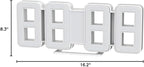mooas 3D Pure mini White Gold LED Clock, Multi-Function LED Clock (Calendar, Alarm, Temperature) (8.5" White Gold Table Alarm Clock)