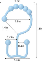 Shower Curtain Hooks, Goowin Shower Curtain Rings, Stainless Steel Shower Curtain Hooks Rust Proof Free Sliding Double Shower Hooks for Curtain, Shower Curtains & Liners (Blue)