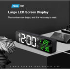Digital Clock Large Display, Alarm Clock for Living Room Office Bedroom Decor, LED Corded Electric, Date Temp Display Wall Clock, Automatic Brightness Dimmer Smart Cool Modern Desk Accessories Black