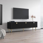 Meble Furniture Dorset 01 TV Stand - Modern Rectangular TV Stand with Storage Cabinets - Media Entertainment Center Console Table for TV Up to 80" - Magnolia
