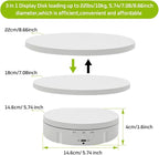 JAYEGT 3 in 1 Motorized Rotating Display Stand with 5.74/7.08/8.66 inch Replacement Cover，Max 22lbs Load , 3D Models, Cake -White