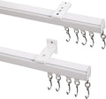 ChadMade Ceiling Track Kit with Hooks, Wall Mount Curtain Track, x-Large Size for Space 12ft - 18ft Wide, Single Window Rods Work with Grommet and Pinch Pleated Curtain