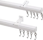 ChadMade Ceiling Track Kit with Hooks, Wall Mount Curtain Track, x-Large Size for Space 12ft - 18ft Wide, Single Window Rods Work with Grommet and Pinch Pleated Curtain