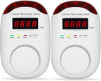 Carbon Monoxide Detector Insertion, Vzmcov CO Detector, LED Display Screen Voice Alarm, Suitable for Home Kitchen, Office, Hotel Garage, Living Room, Bedroom -1 Package (co, 2 of Them)