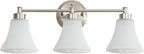 LOUSACE 3 Light Bathroom Vanity Light Vintage Brushed Nickel Bathroom Lighting Fixtures Over Mirror, Traditional Wall Sconce Lighting with Opal Glass Shade, Nickel Vanity Lighting Fixture