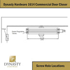 Dynasty Hardware Door Closer, Grade 1 Heavy Duty Commercial Hydraulic Closer, Self-Closing, Adjustable Spring Size 1-4, ADA Compliant, Surface Mount, Sprayed Aluminum, Series 1614