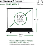 Elite Screens ezCinema 2 Projector Screen, 105-inch 4:3 Portable Manual Floor Pull Up w/ Scissor Backed Church Office Front Projection Carrying Bag, US Based Company 2-YEAR WARRANTY, F105XWV2