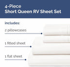 RV Short Queen Sheet Set 60 X 75 - 4 Piece RV Short Queen Bed Sheets - Soft, Breathable & Cooling - Designed for Bunks, Trailers & Campers - Fits 8” to 12" Mattress - Luxury Bedding - Antique White