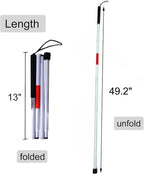 Baitaihem Folding Blind Cane Reflective Red Folding Walking Stick for Vision Impaired and Blind People