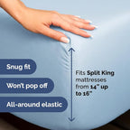 Split Head King Sheet Set – 4 Piece Flex Split Top King Sheets for Adjustable Beds - Fits 14” to 16" Mattress w/ Deep Pockets - Soft, Breathable & Cooling - Luxury Bedding & Wrinkle Free - Light Blue