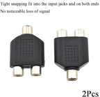 HAHIYO 3 RCA F-2x3.4 RCA F Stereo Plug Interconnect Audio One Male 3.4mm(1/8inch) Two Male 3mm(1/8inch) Adapter Splitter Good Signal Sound Snap Tight Not Wobble for Headphone Guitar Black 2pcs