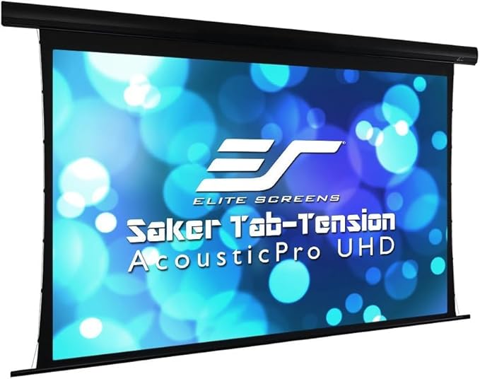 Elite Screens Saker Tab-Tension AcousticProUHD RC1 Kit, 120-INCH 20" Drop Acoustically Sound Transparent Projector Screen, SKT120UH2-E20-AUHD