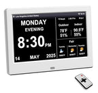 FEYBYLA 2025 New Digital Clock with Temperature/Humidity & Weather Forecast, Auto Time Sync Large Display, Custom Alarms & Medication Reminders, Ideal for Elderly(White, 7-Inch)