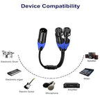 1 Male to 2 Female XLR Y Splitter Micrphone Cable,(11.8 inches / 2 Pack) 3pin Male to Dual Female Y-Splitter Balanced Mic Audio Cables for Stereo Mic to L & R Audio Track