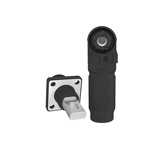 300A Battery Energy Storage Connector, 95mm² High Current Connectors IP67 Waterproof Copper Plate Wiring Power Adapter Quick Plug Terminal Right Angle Plug and Socket (1500V Black+Orange)