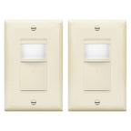LIDER Motion Sensor Switch with Wall Plate, PIR Sensor Light Switch, Occupancy & Vacancy Modes, No Neutral Wire Required, 120V, 60Hz, 150W LED/CFL, Single Pole, LPS-1P-LAWP2P, Light Almond, 2 Pack