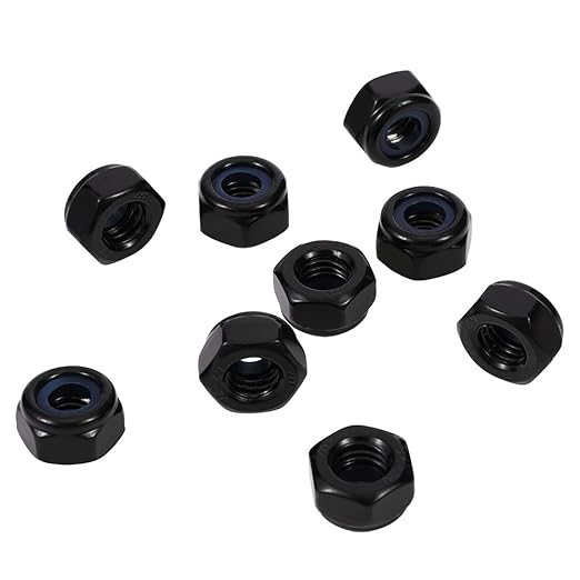 MewuDecor #8-32 Nylon Insert Hex Lock Nuts Locknuts, 304 Stainless Steel 18-8, Black Oxide, 50 PCS