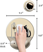 Ergonomic Mouse Pad with Wrist Support,Mouse Pad with Wrist Rest,Relieve Wrist Pain Mousepad Non-Slip Rubber Base,Mouse Pads for Desk,Computers,Laptop,Office,Home,Accessories Cute Coffee Cat
