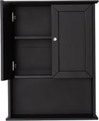 Black Wall Cabinet 24x30 Inch Wooden Over The Toilet Storage Cabinets with 2 Doors, Above Toilet Storage Medicine Cabinets for Bathroom Laundry Room Bedroom Kitchen