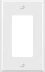 ENERLITES Decorator Switch Metal Wall Plate, Outlet Cover, Corrosion Resistant, Standard Size 1-Gang 4.50" x 2.76", Powder Coated Stamped Steel, 7731-WG, White Gloss