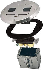 RACO 6239NI Floor Kit with Recessed Duplex 15A TR Device and Adjustable Steel Box, 1-Gang, Nickel