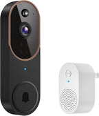 GridTera 1080p Wireless Video Doorbell Camera, AI Human Detection, Live View, Night Vision, Cloud Storage, 2.4G WiFi, Battery Powered, Indoor Outdoor Surveillance (Comes with Doorbell Receiver)