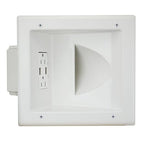 DATA COMM Electronics 45-0231-WH USB Recessed Media Outlet Box, In-Wall Cable Management, Duplex Receptacle,4.0 Amp Dual USB Ports, Large Cable Pass-Through, Design for Thin Mounts & TV, White