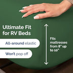 RV Short Queen Sheet Set 60 X 75 - 4 Piece RV Short Queen Bed Sheets - Soft, Breathable & Cooling - Designed for Bunks, Trailers & Campers - Fits 8” to 12" Mattress - Luxury Bedding - Emerald Green