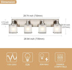 WINSHEN 4-Lights Bathroom Light Fixtures Over Mirror, Brushed Nickel Vanity Wall Mounted Lighting with Frosted Glass for Kitchen Living Room, E26 Bulb Base
