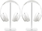 JIKIOU Headphone Stand Gaming Headset Holder Universal Aluminum Metal Headphones Holder Hanger with Aluminum Supporting Bar Flexible Headrest ABS Solid Base for All Headphone 2 Pack (White)