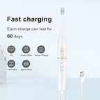 kingheroes Electric Toothbrush Set, Comes with 8 Brush Heads & Travel Case,4 Modes with 2 Minutes Built in Smart Timer, One Charge for 60 Days, 42000 VPM Motor (White)