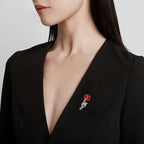 Sexy Red Lips Brooch Rhinestone Quiet Gestures Statement Brooches Lapel Pins Elegant Dress Accessories Suit Tie Art Deco Fashion Imitation Cubic Zirconia Jewelry Lover Gift for Women Girls