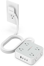 Surge Protector Power Strip, TESSAN 5 FT Extension Cord with Multiple Outlets Flat Plug, 4 USB (3 USB C) and 8 AC Outlets, 900J Protection, Wall Mount Charging Station for Home Office Supplies